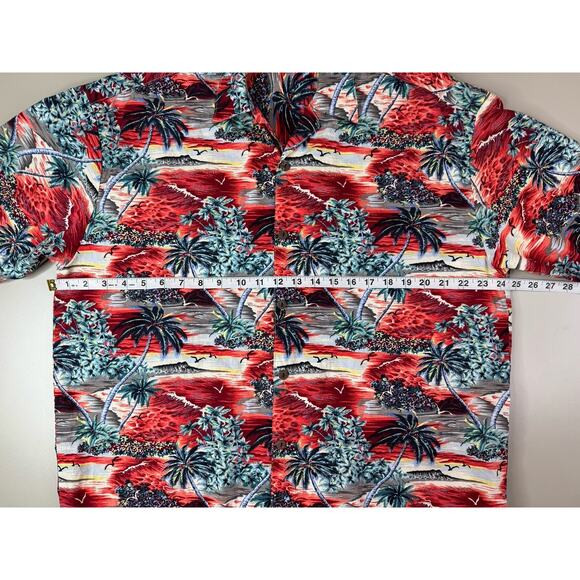 Birdwell Beach Britches Hawaiian Shirt Mens L Red Aloha Sunset California - Picture 4 of 9